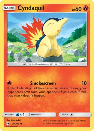 Cyndaquil (39) (39) 039  - Reverse Holofoil SM  Lost Thunder - Common