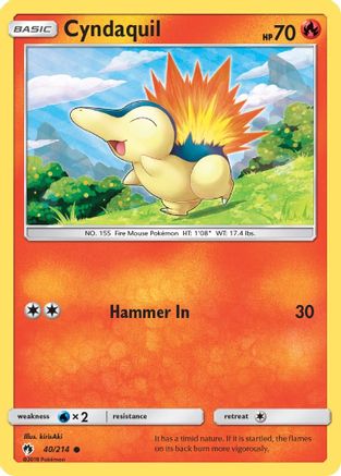 Cyndaquil (40) (40) 040  - Reverse Holofoil SM  Lost Thunder - Common