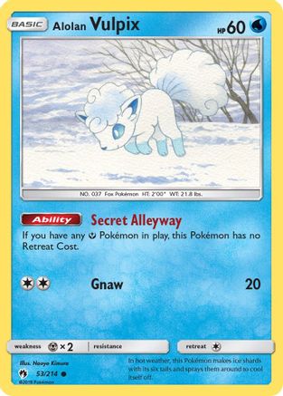 Alolan Vulpix 053  - Reverse Holofoil SM  Lost Thunder - Common
