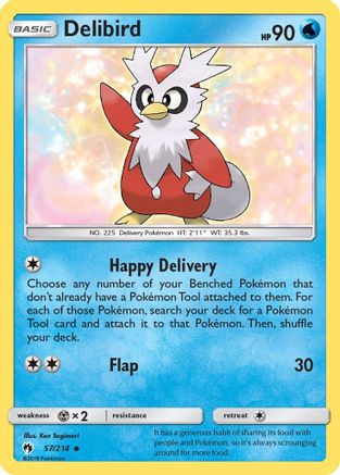 Delibird 057  - Reverse Holofoil SM  Lost Thunder - Uncommon