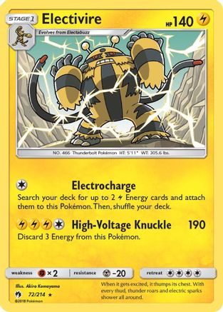 Electivire  - Reverse Holofoil SM  Lost Thunder - Rare