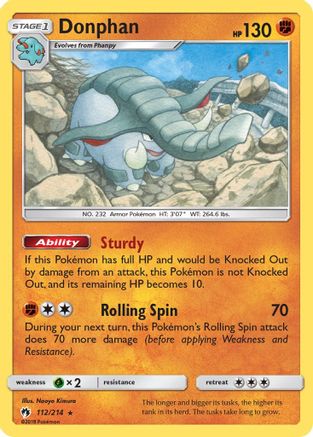 Donphan  - Reverse Holofoil SM  Lost Thunder - Rare