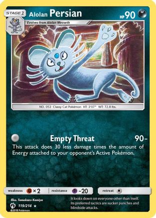 Alolan Persian 119  SM  Lost Thunder - Rare