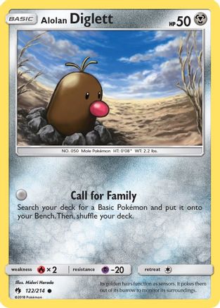Alolan Diglett 122  - Reverse Holofoil SM  Lost Thunder - Common