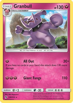 Granbull 138/214  - Reverse Holofoil SM  Lost Thunder - Rare