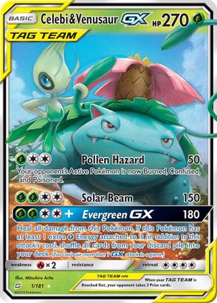 Celebi & Venusaur GX 001  - Holofoil SM  Team Up - Ultra Rare