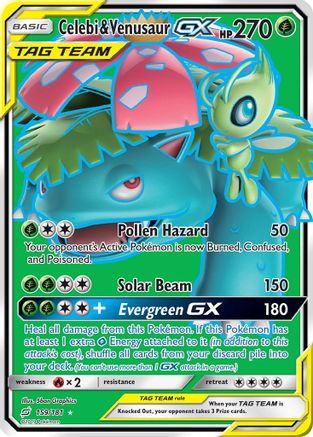 Celebi & Venusaur GX (Full Art)  - Holofoil SM  Team Up - Ultra Rare