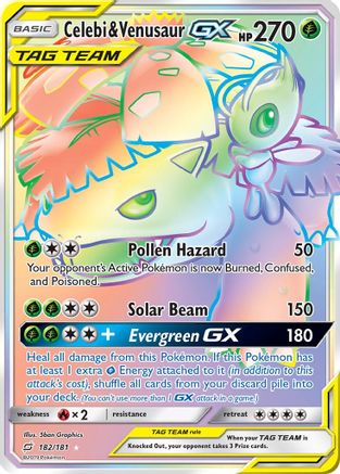 Celebi & Venusaur GX (Secret)  - Holofoil SM  Team Up - Secret Rare