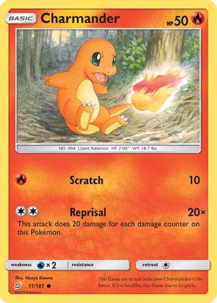 Charmander (11) (11) 011  - Reverse Holofoil SM  Team Up - Common