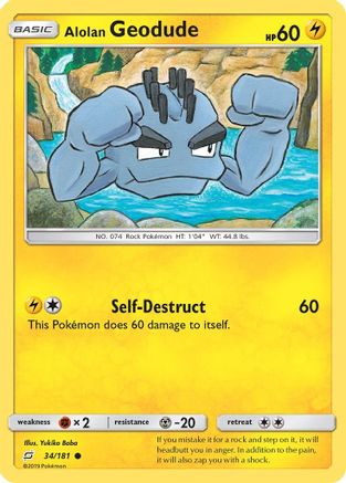 Alolan Geodude (34) (34) 034  - Reverse Holofoil SM  Team Up - Common