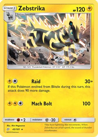 Zebstrika/181  - Reverse Holofoil SM  Team Up - Rare