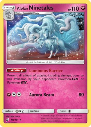 Alolan Ninetales 111  - Reverse Holofoil SM  Team Up - Holo Rare