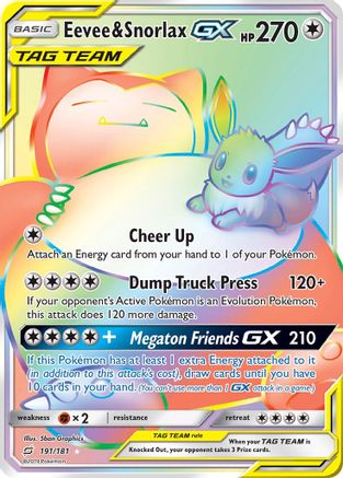 Eevee & Snorlax GX (Secret)  - Holofoil SM  Team Up - Secret Rare