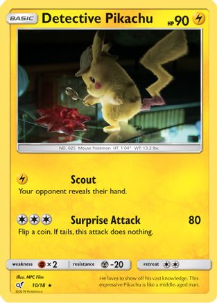 Detective Pikachu 010  - Holofoil Detective Pikachu - Rare