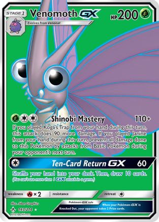 Venomoth GX (Full Art)/214  - Holofoil SM  Unbroken Bonds - Ultra Rare