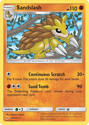 Sandslash/214  - Reverse Holofoil SM  Unbroken Bonds - Rare