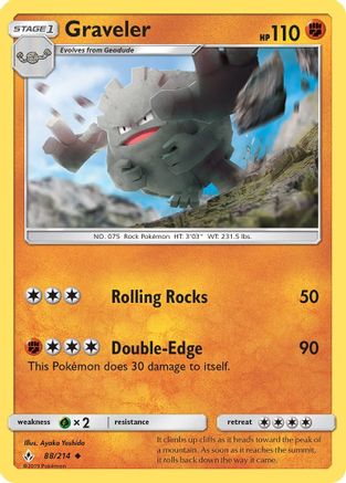 Graveler  - Reverse Holofoil SM  Unbroken Bonds - Uncommon