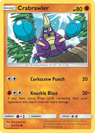 Crabrawler/214  - Reverse Holofoil SM  Unbroken Bonds - Common