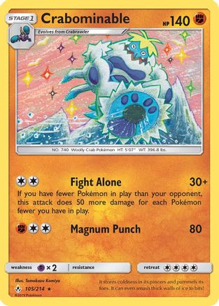 Crabominable 105  SM  Unbroken Bonds - Rare