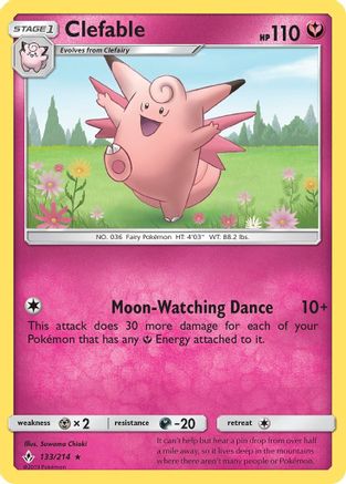 Clefable 133  - Reverse Holofoil SM  Unbroken Bonds - Rare