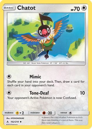 Chatot  - Reverse Holofoil SM  Unbroken Bonds - Uncommon