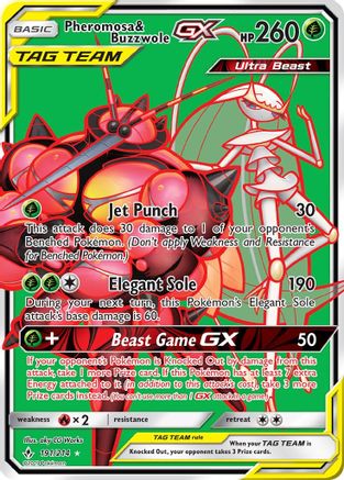 Pheromosa & Buzzwole GX (191) (Full Art)/214  - Holofoil SM  Unbroken Bonds - Ultra Rare