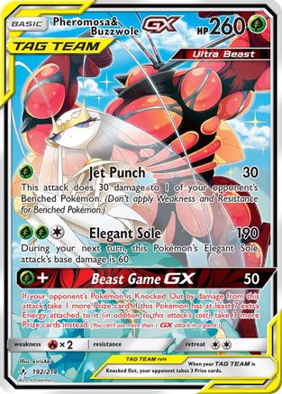 Pheromosa & Buzzwole GX (192) (Alternate Full Art)/214  - Holofoil SM  Unbroken Bonds - Ultra Rare