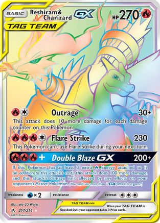Reshiram & Charizard GX (Secret)  - Holofoil SM  Unbroken Bonds - Secret Rare