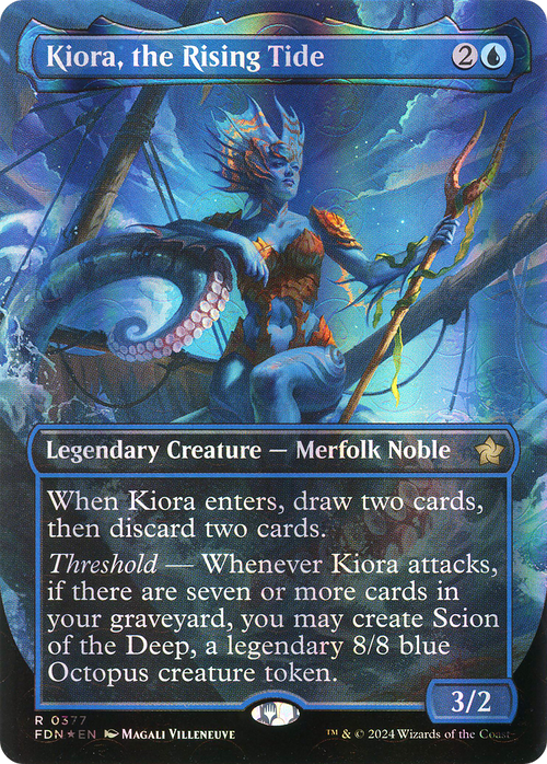 Kiora, the Rising Tide (Borderless) (Mana Foil) (FDN-377) - Foundations Foil