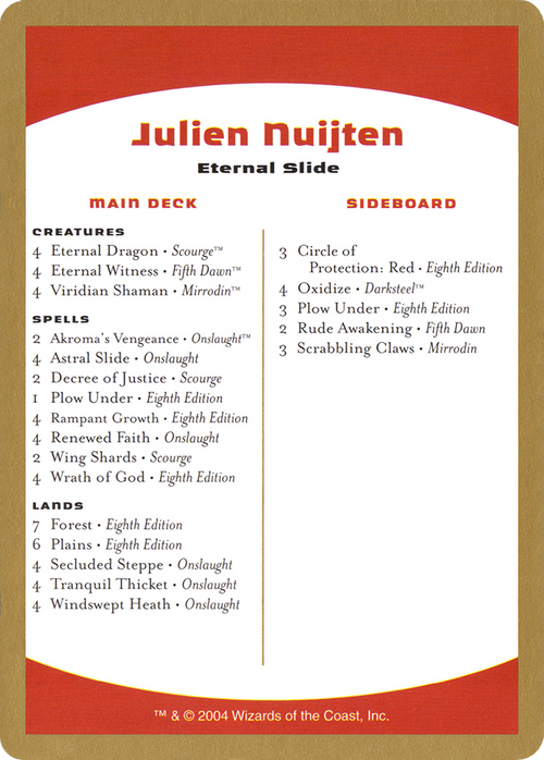 Julien Nuijten Decklist (WCD-JN0B) - World Championship Decks 2004