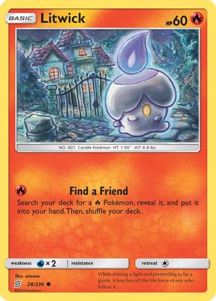 Litwick (28) (28) 028/236  - Reverse Holofoil SM  Unified Minds - Common