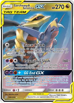 Garchomp & Giratina GX 146  - Holofoil SM  Unified Minds - Ultra Rare