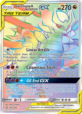 Garchomp & Giratina GX (Secret)  - Holofoil SM  Unified Minds - Secret Rare