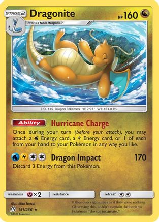 Dragonite 151  - Reverse Holofoil SM  Unified Minds - Rare