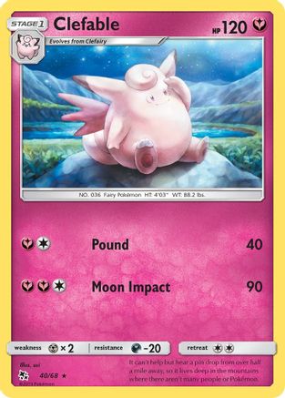 Clefable 040  - Reverse Holofoil Hidden Fates - Rare