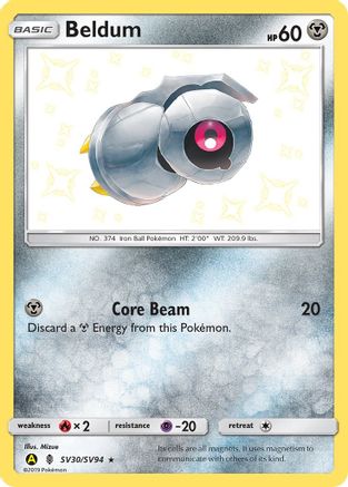 Beldum SV30  - Holofoil Hidden Fates Shiny Vault - Shiny Holo Rare