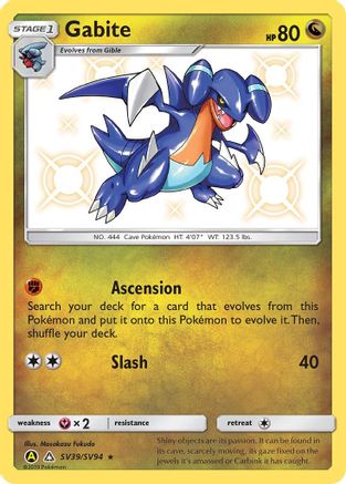 Gabite SV39  - Holofoil Hidden Fates Shiny Vault - Shiny Holo Rare