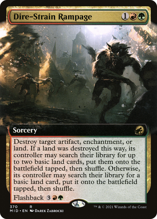 Dire-Strain Rampage (Extended Art) (MID-370) - Innistrad: Midnight Hunt: (Extended Art) Foil
