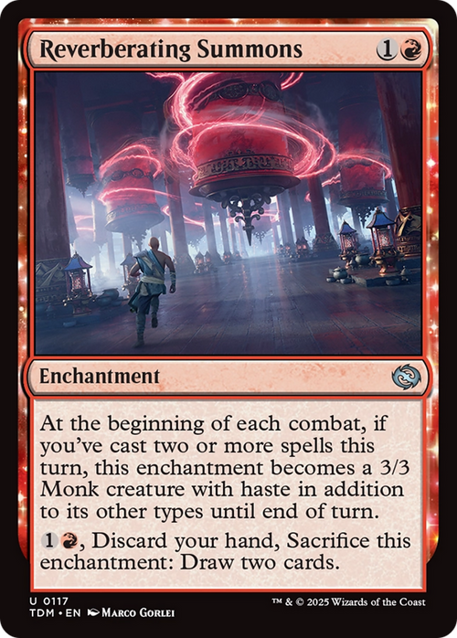 Reverberating Summons (TDM-117) - Tarkir: Dragonstorm: (enchantment) Foil