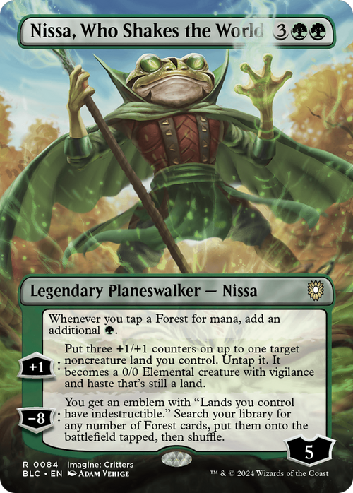 Nissa, Who Shakes the World (Borderless) (BLC-084) - Bloomburrow Commander