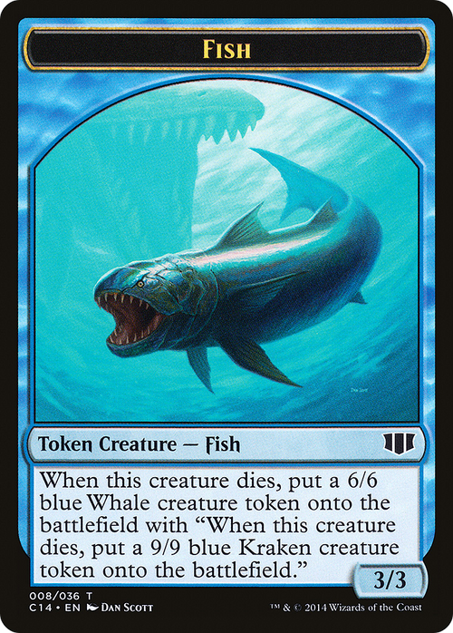 Fish // Zombie (Blue) Double-sided Token (C14-008) - Commander 2014 Tokens