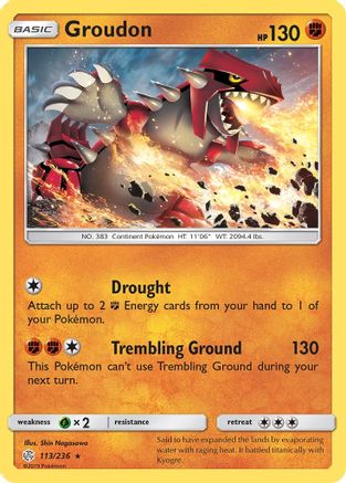 Groudon 113  - Reverse Holofoil SM  Cosmic Eclipse - Rare