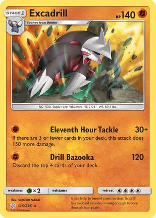 Excadrill  - Reverse Holofoil SM  Cosmic Eclipse - Holo Rare