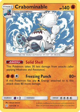 Crabominable  - Reverse Holofoil SM  Cosmic Eclipse - Rare