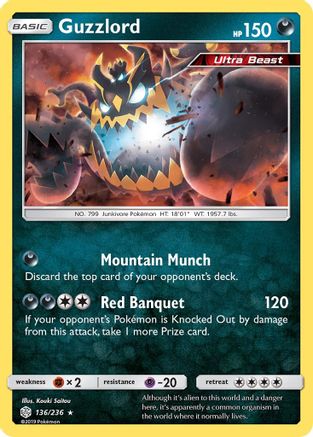 Guzzlord 136  - Holofoil SM  Cosmic Eclipse - Holo Rare