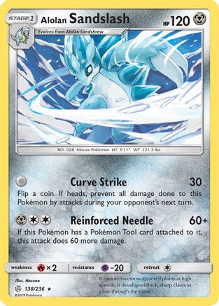 Alolan Sandslash 138  - Reverse Holofoil SM  Cosmic Eclipse - Rare