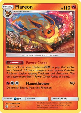 Flareon 025  - Reverse Holofoil SM  Cosmic Eclipse - Uncommon
