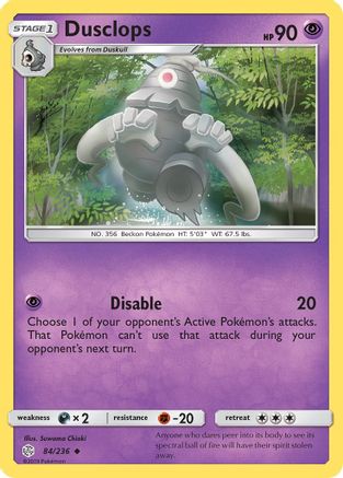 Dusclops/236  - Reverse Holofoil SM  Cosmic Eclipse - Uncommon
