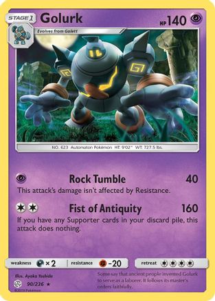 Golurk 090/236  - Reverse Holofoil SM  Cosmic Eclipse - Rare