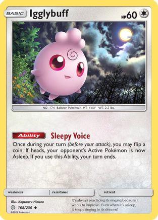 Igglybuff 168  - Reverse Holofoil SM  Cosmic Eclipse - Uncommon